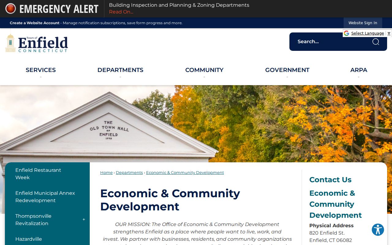 Enfield neighbors Thompsonville and Hazardville community development