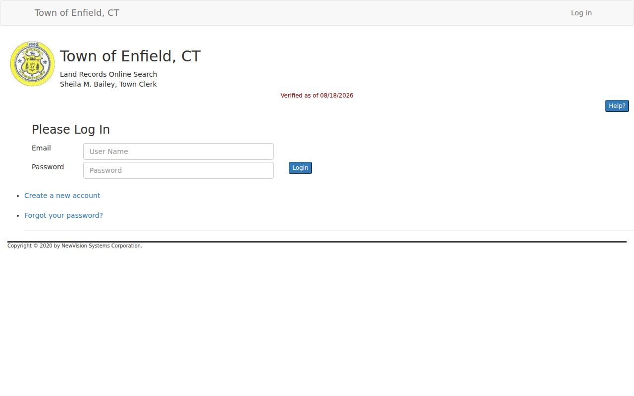 Enfield previous residents land record index