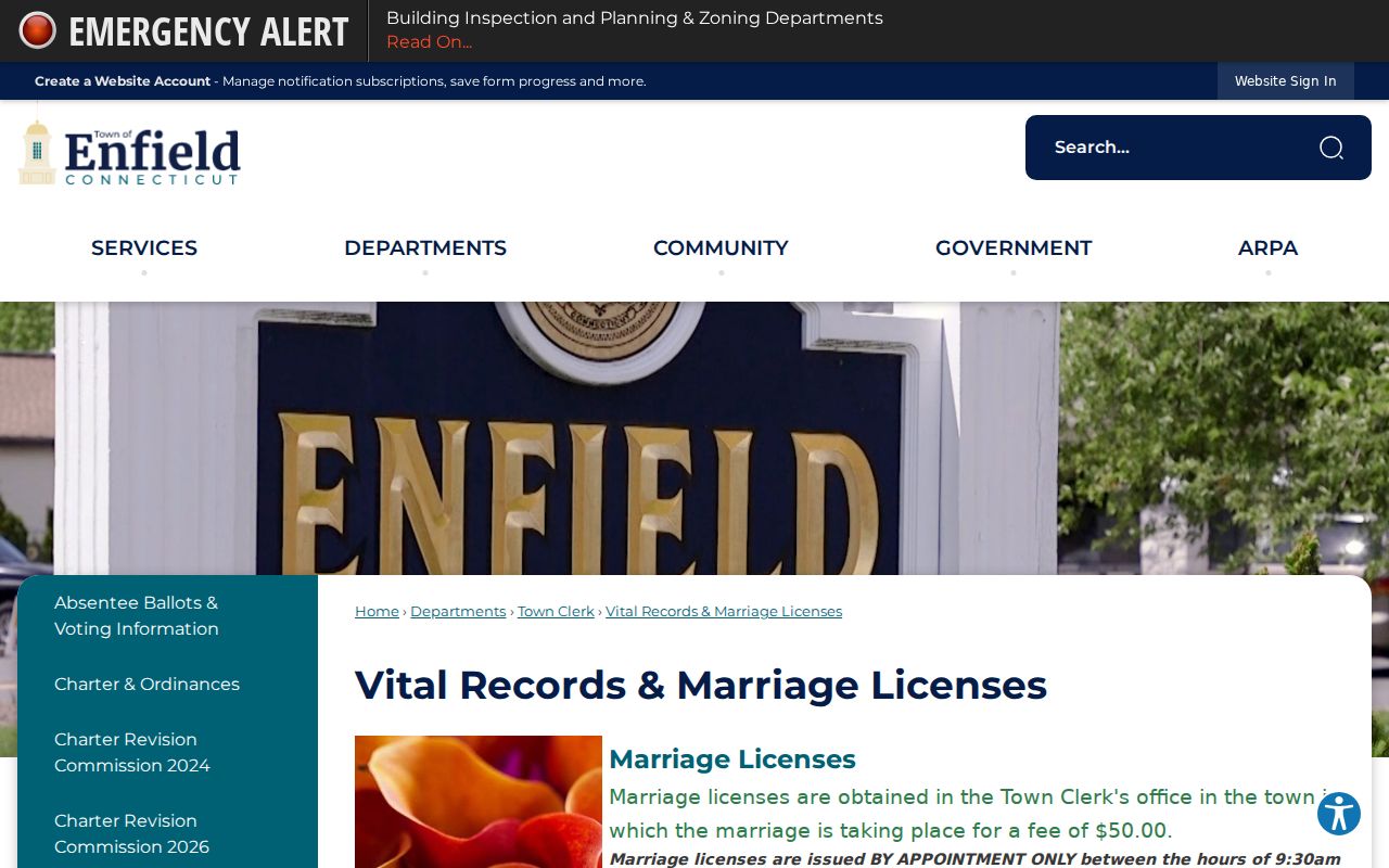 Enfield resident lookup, Enfield vital records and marriage licenses