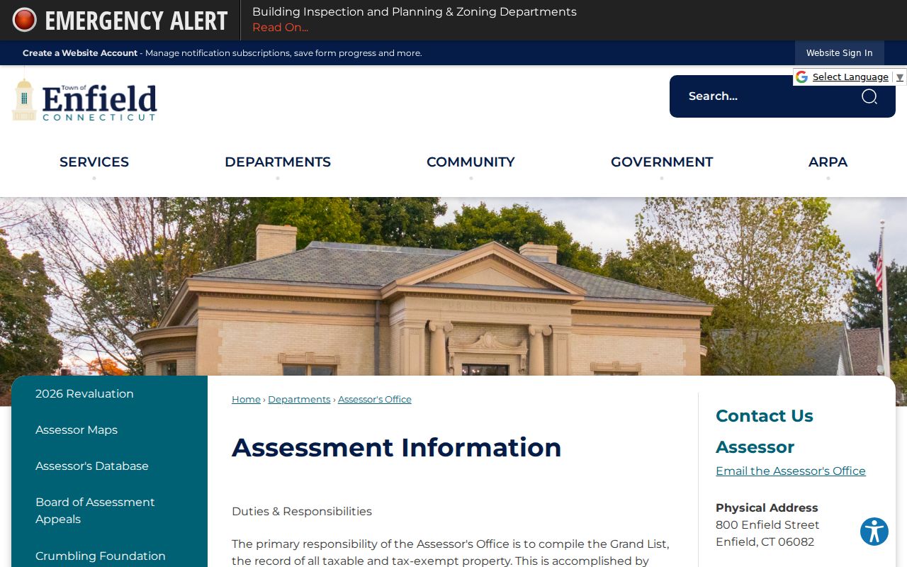 Enfield street directory Vision assessor search and parcel card